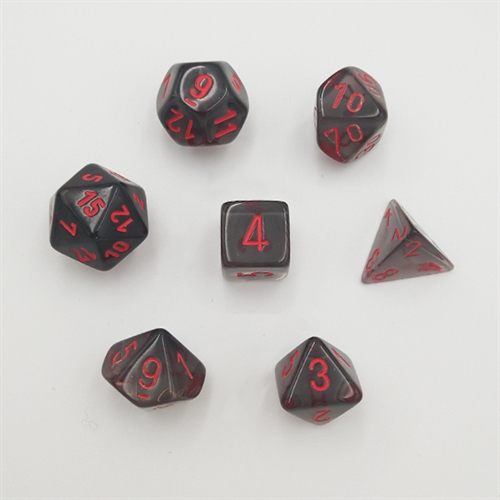Translucent Smoke Red - Polyhedral Rollespils Terning Sæt - Chessex